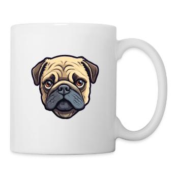 Mopshund Rasse Cartoon Kawaii Illustration - Tasse - Weiß - Rechts