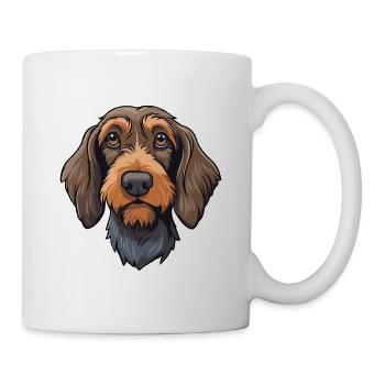 Wirehaired Dachshund Dog Breed Cartoon Kawaii Illu - Mug - white - Right