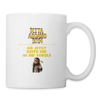Kita Abgang 2024 jetzt reite ich Schule Indianer - Tasse - Weiß - Rechts