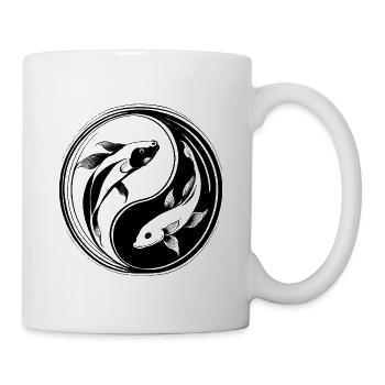 yin et yang, poisson carpe koï - Mug blanc - blanc - Droite