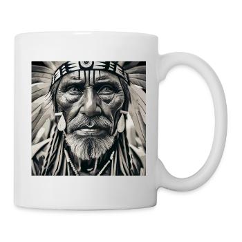 old man with feather headdress - Mug - white - Right