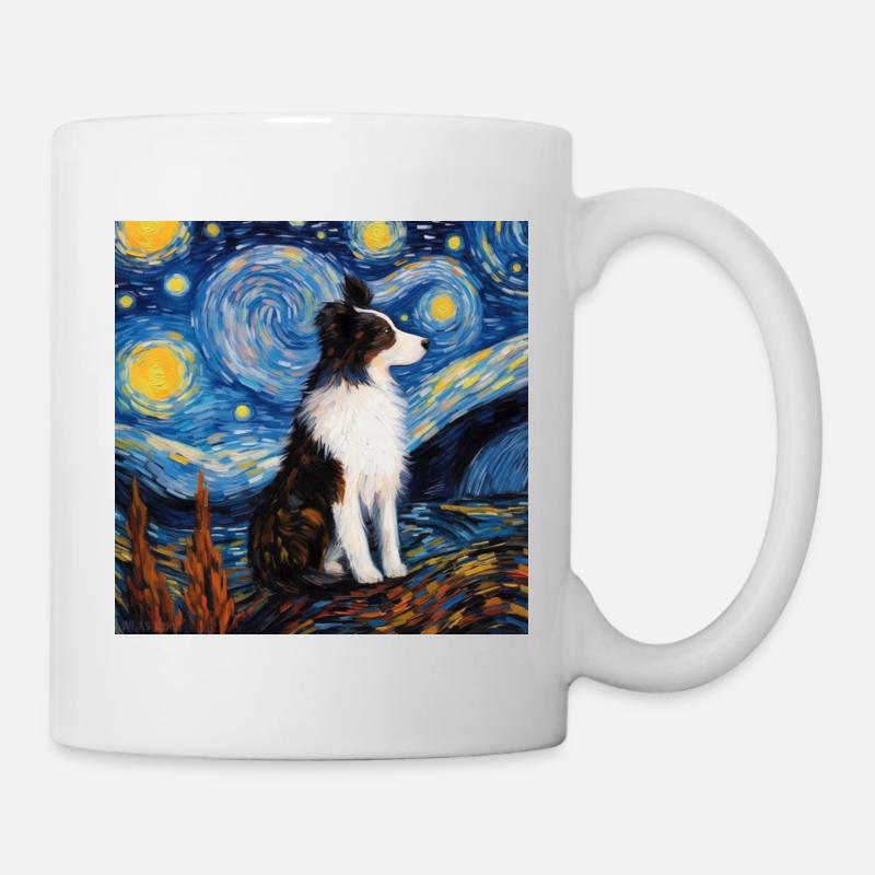 Border Collie Sternennacht - Tasse - Weiß