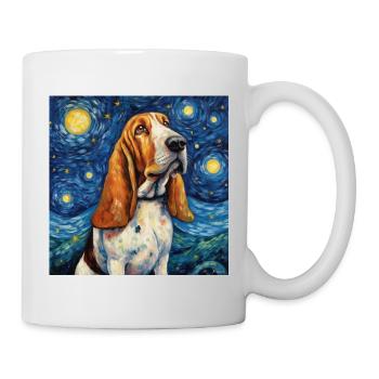 Basset Hound Sternennacht - Tasse - Weiß - Rechts