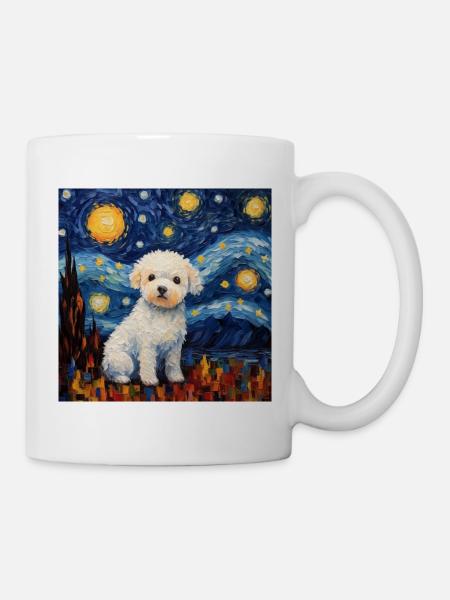 Bichon Frise Sternennacht - Tasse - Weiß