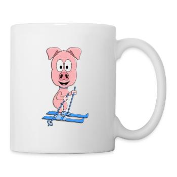 PISTENSAU - SCHWEIN - SKIER - SKI - WINTERSPORT - Tasse - Weiß - Rechts