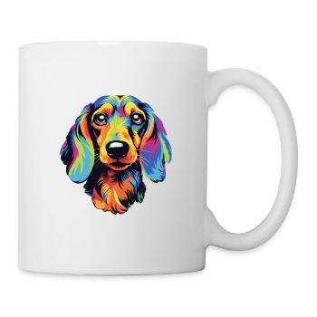 Dackel Hund Rasse Cartoon Kawaii Illustration - Tasse - Weiß - Rechts