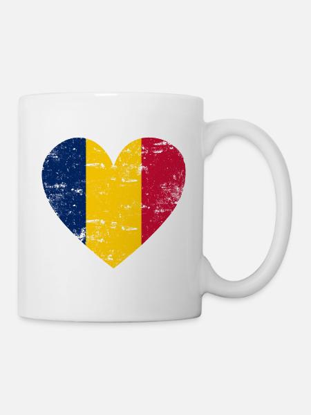 Tschad Flaggenherz - Tasse - Weiß