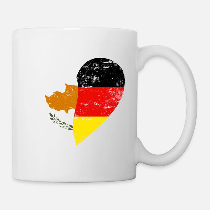 Zypern Deutschland Flaggenherz - Tasse - Weiß