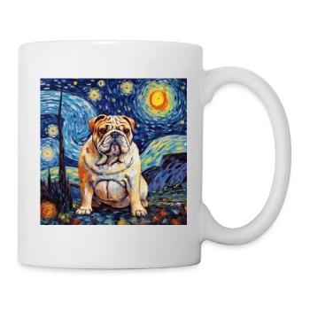 English Bulldog Sternennacht - Tasse - Weiß - Rechts