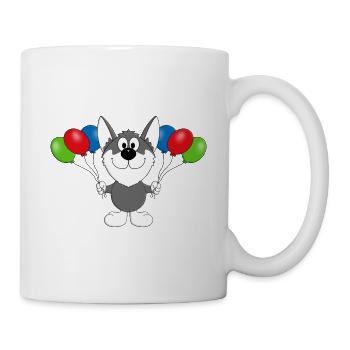 LUFTBALLONS - HUSKY - HUND - SCHLITTENHUND - Tasse - Weiß - Rechts