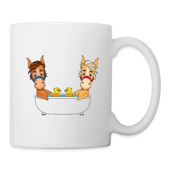 PFERDE - PONYS - BADEN - BADEWANNE - TIERISCH - Tasse - Weiß - Rechts