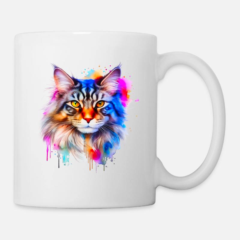 chat Maine Coon - Mug blanc - blanc