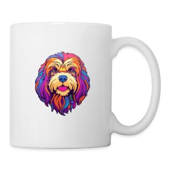Lhasa Apso Hunderasse Cartoon Kawaii Illustration - Tasse - Weiß - Rechts