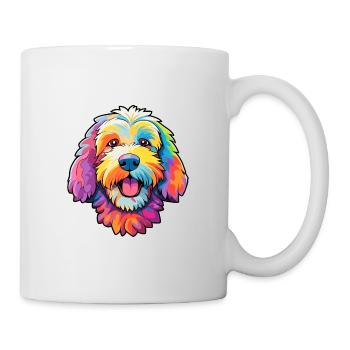 Labradoodle Dog Breed Cartoon Kawaii Illustration - Mug - white - Right