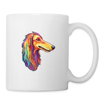Borzoi Dog Breed Cartoon Kawaii Illustration - Mug - white - Right