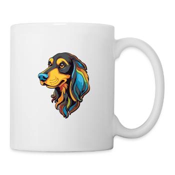 Illustration de race de chien beige noir Cartoon Kawaii - Mug blanc - blanc - Droite