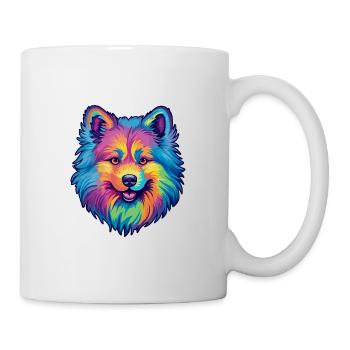 Keeshond Dog Breed Cartoon Kawaii Illustration - Mug - white - Right
