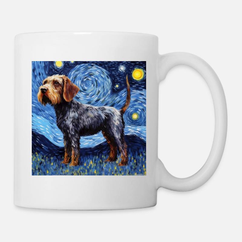 German Wirehaired Starry Night - Mug - white