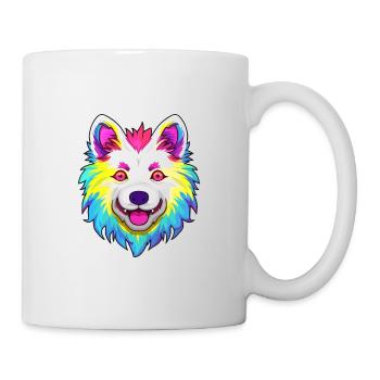 Indien Spitz chien race Cartoon Kawaii Illustration - Mug blanc - blanc - Droite