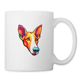 Ibizan Hound Dog Breed Cartoon Kawaii Illustration - Mug - white - Right