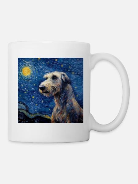 Irischer Wolfshund Sternennacht - Tasse - Weiß