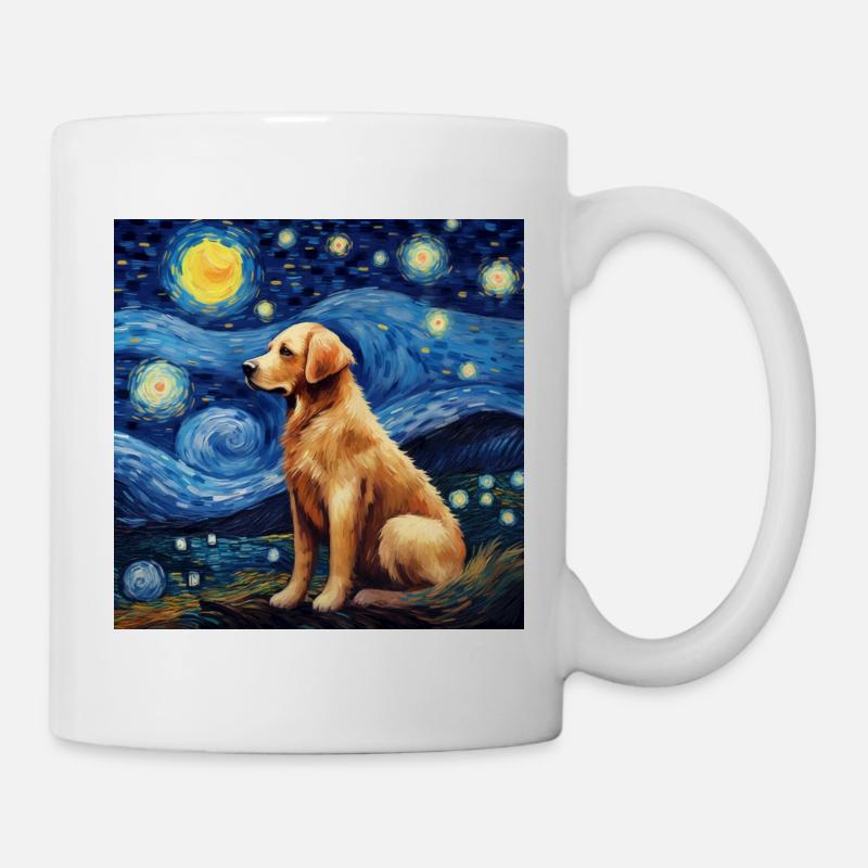 Golden Retriever Starry Night - Mug - white
