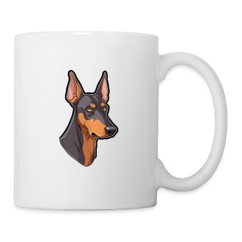 Dobermann Pinscher Hunderasse Cartoon Kawaii Illustration - Tasse - Weiß - Rechts