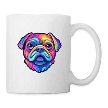 Mopshund Rasse Cartoon Kawaii Illustration - Tasse - Weiß - Rechts