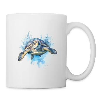 Tortue bleue - Mug blanc - blanc - Droite