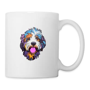 Schapendoes race de chien dessin animé Kawaii Illustration - Mug blanc - blanc - Droite