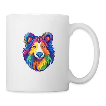 Sheltie Dog Breed Cartoon Kawaii Illustration - Mug - white - Right