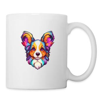 Papillon chien race dessin animé Kawaii Illustration - Mug blanc - blanc - Droite