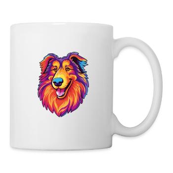 Rough Collie chien race dessin animé Kawaii Illustration - Mug blanc - blanc - Droite