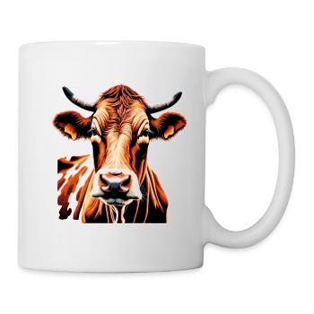 Braune Kuh / Tier / Milch / Bauernhof / Stall - Tasse - Weiß - Rechts