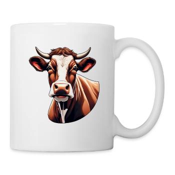 Braune Kuh / Tier / Milch / Bauernhof / Stall - Tasse - Weiß - Rechts