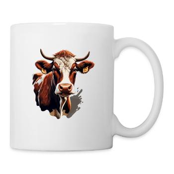Braune Kuh / Tier / Milch / Bauernhof / Stall - Tasse - Weiß - Rechts