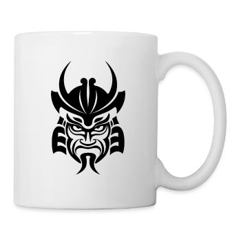 Samurai Helm Logo Katana Schwertkämpfer - Tasse - Weiß - Rechts
