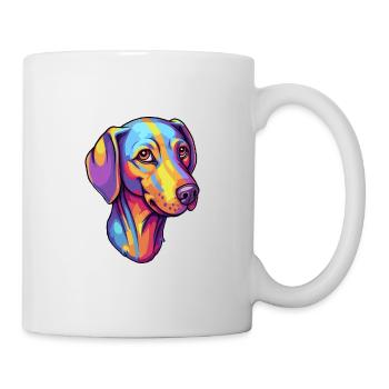 Bleu dentelle chien race dessin animé Kawaii Illustration - Mug blanc - blanc - Droite