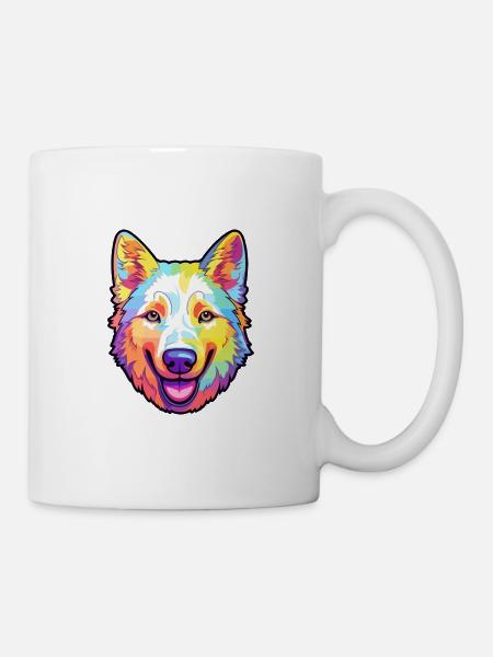 Weißer Schäferhund Rasse Cartoon Kawaii Illustrati - Tasse - Weiß