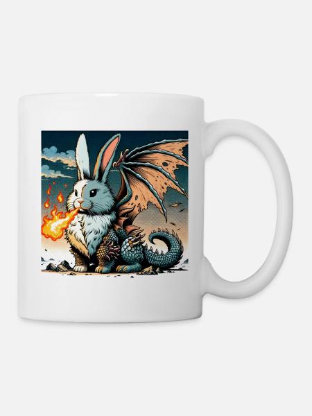 Fire Breathing Bunny Dragon #01 - Mug - white