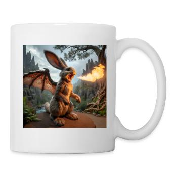 Feuerspeiender Hase Drache #17 - Tasse - Weiß - Rechts