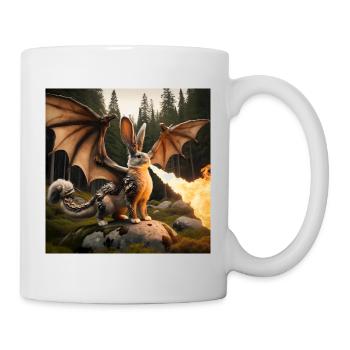 Feuerspeiender Hase Drache #16 - Tasse - Weiß - Rechts