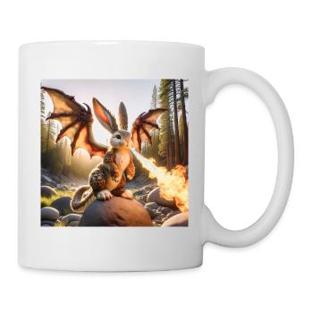 Feuerspeiender Hase Drache #12 - Tasse - Weiß - Rechts