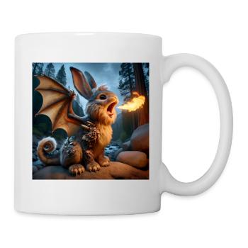 Feuerspeiender Hase Drache #18 - Tasse - Weiß - Rechts