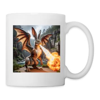 Feuerspeiender Hase Drache #09 - Tasse - Weiß - Rechts