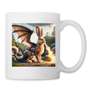 Feuerspeiender Hase Drache #07 - Tasse - Weiß - Rechts