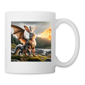 Feuerspeiender Hase Drache #05 - Tasse - Weiß - Rechts