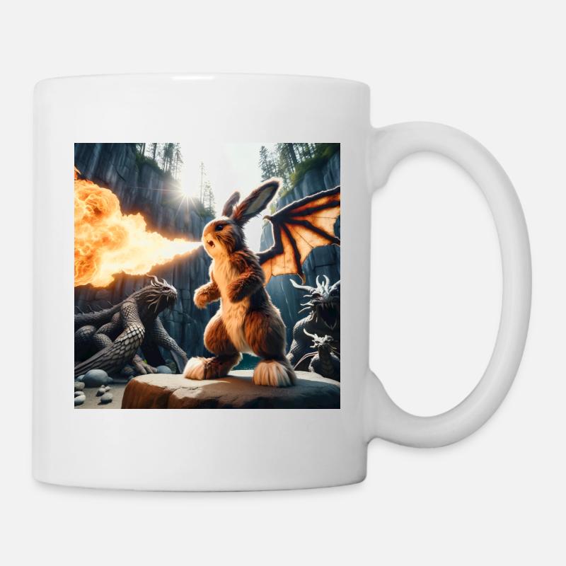Feuerspeiender Hase Drache #10 - Tasse - Weiß