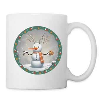 Schneemann mit cookie - Tasse - Weiß - Rechts