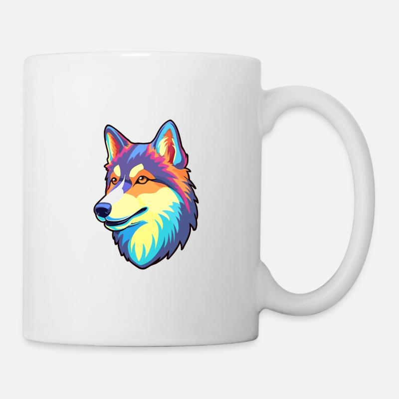 Ostsibirische Laika-Hunderasse Karikatur Kawaii Abb. - Tasse - Weiß